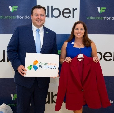 Volunteer Florida CEO Clay Ingram and CareerSource Florida President and CEO Michelle Dennard during the Suits for Session clothing drive at the Capitol